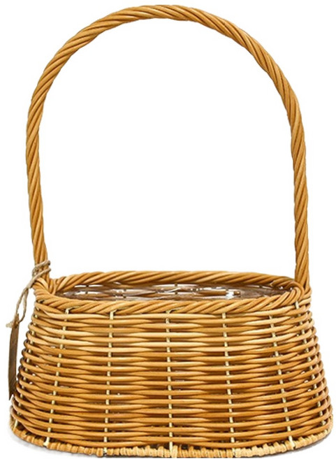 도시정원 라탄 플라스틱 꽃바구니 사다리꼴 타원형 PA211M, 투톤베이지