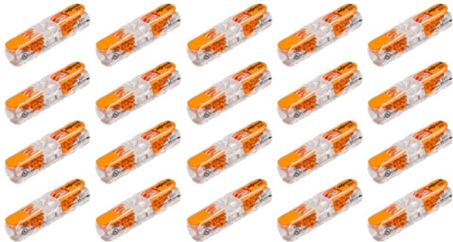 WAGO 旺科 單芯線與絞線兩用 高容量 32A 槓桿式按壓連接器 2p Simple 直插型 橘色 0.2~4mm 相容, 20個