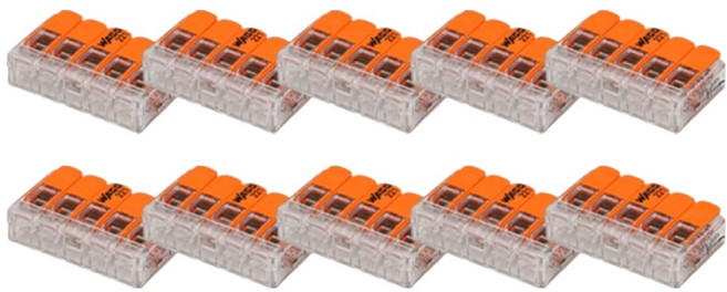 WAGO 旺科 單線與絞線兩用 高容量 32A 槓桿式快接端子 5p Simple 橘色 相容0.2~4mm, 10個