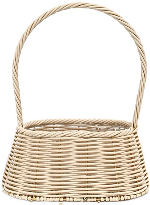 도시정원 라탄 플라스틱 꽃바구니 사다리꼴 타원형 PA211S, 아이보리, 1개