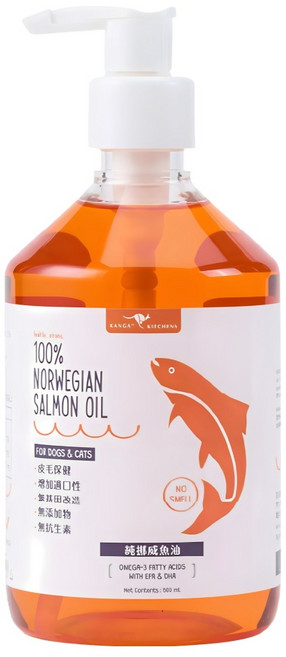 KANGA KITCHENS 袋鼠廚房 100%挪威鮭魚油, 毛髮保健, 500ml, 1個