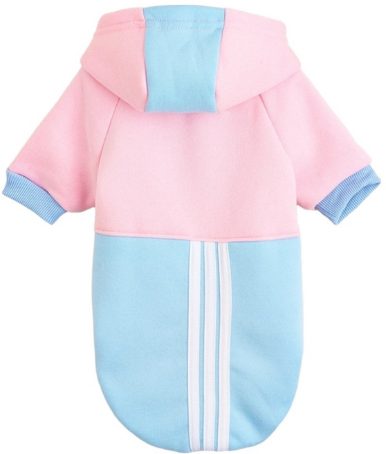 寵物撞色衛衣, 天藍色 + 粉色, 1個