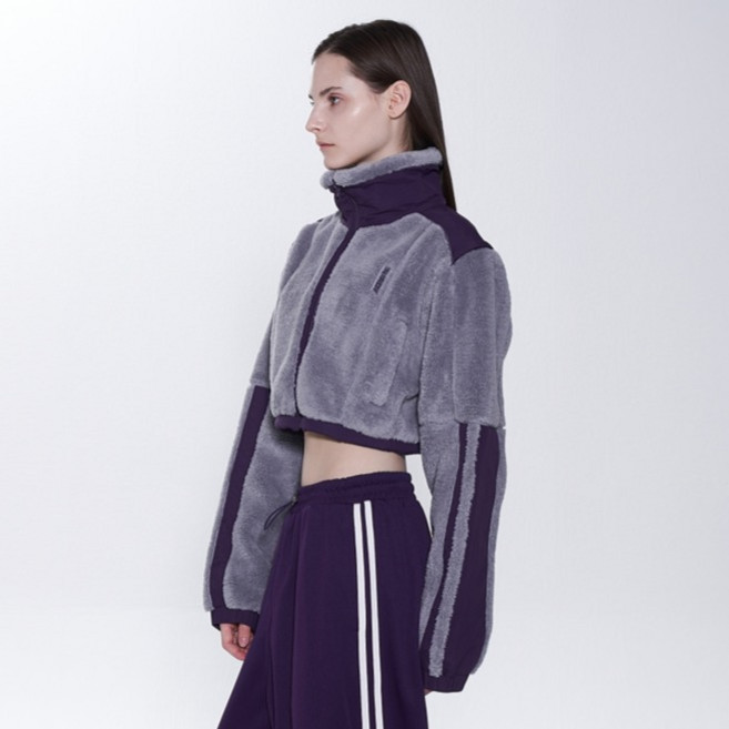 널디 여성용 크롭 블락 플리스 자켓