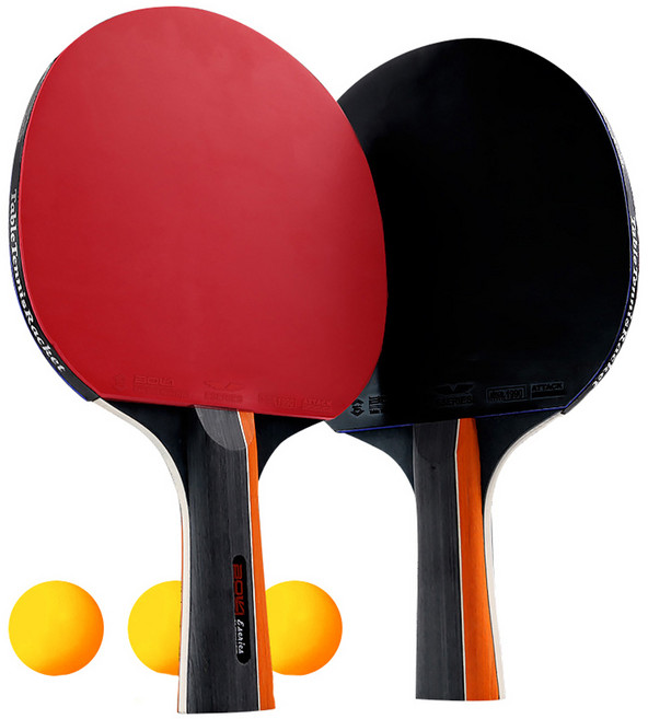 BOLI 搏力 ITTF認證拍面長柄乒乓球拍組 球拍 2個 + 球 3個, 1套, ZPW2