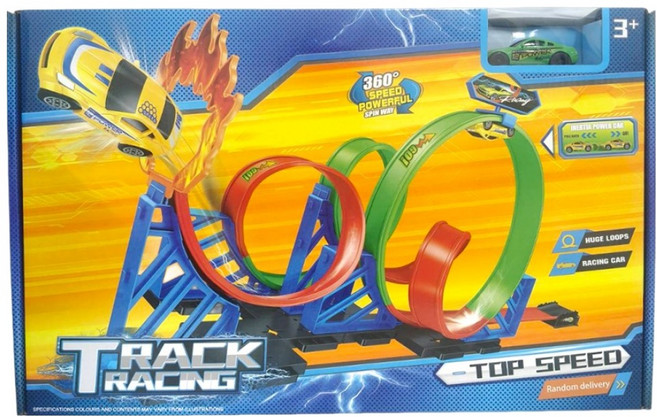 PLAYFUL TOYS 頑玩具 迴力軌道車組, 1套, 紅色 + 藍色 + 綠色