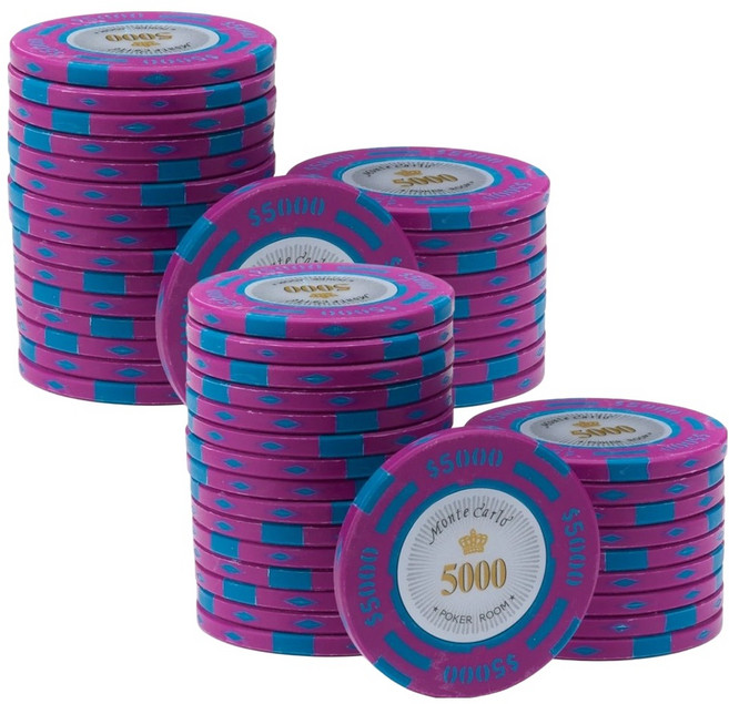 다싸닷컴 국제규격 몬테카를로 게임칩 숫자5000 50p, 혼합색상, 1개
