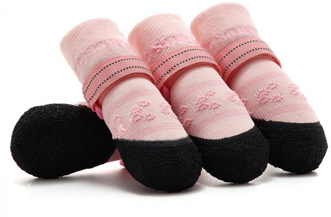 파스텔펫 반려동물 반사 스트랩 양말신발, 핑크, 1개