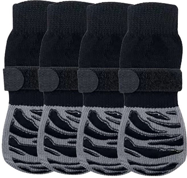 반려동물 미끄럼 방지 양말신발, 블랙, 1개