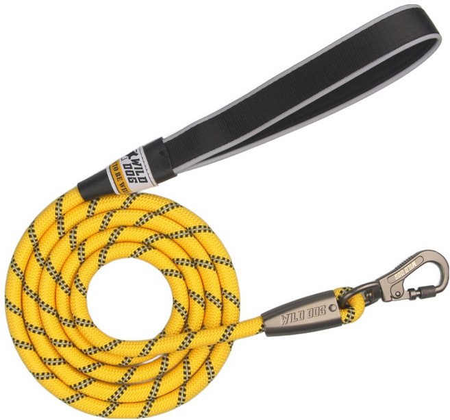 와일드독 강아지 야광 로프 중형견 대형견 리드줄, YELLOW, 1개