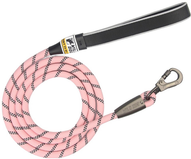 와일드독 강아지 야광 로프 중형견 대형견 리드줄, PINK, 1개