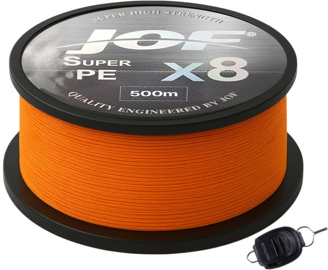 JOF SUPER PE X8 합사 낚시줄 500m+로얄피쉬 라인홀더, 파이어오렌지, 1세트