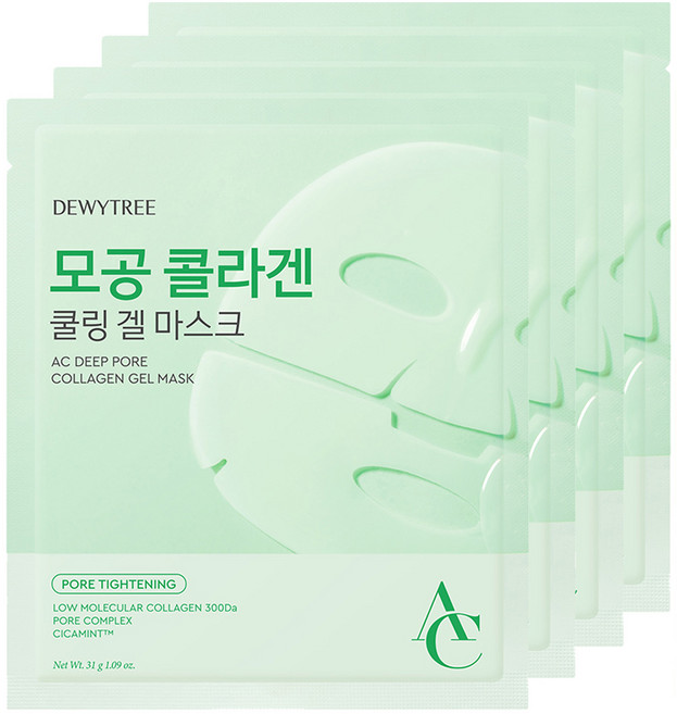 듀이트리 AC 딥 모공 콜라겐 겔 마스크팩, 4개입, 1개