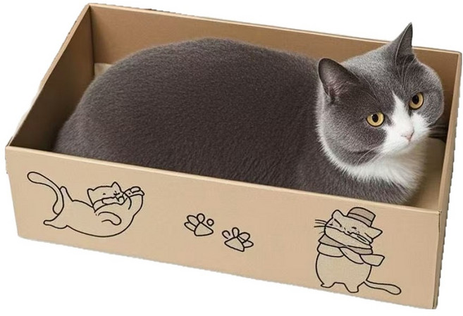 케리빙 고양이 스크래쳐 황박스, 종이, 1개