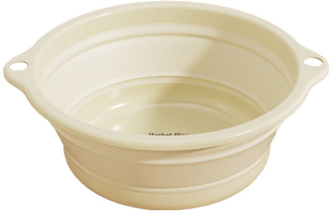 마켓플랜 폴딩 접이식 다용도 세면대야 소형, 아이보리, 1개