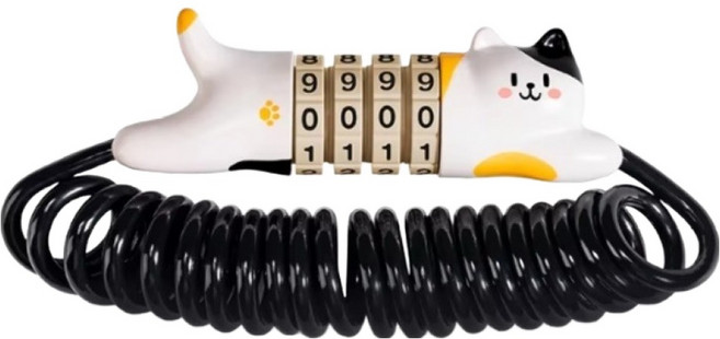 ROCKBROS 洛克兄弟 可愛貓咪便攜式密碼鎖, 1個, 黑色