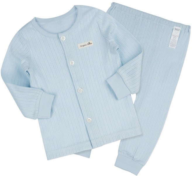 오가닉붐 유아용 아일렛 자카드 긴소 내의 상하의 세트