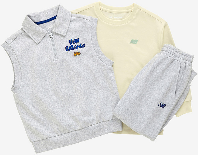 뉴발란스키즈 Sneakers 아동용 반집업 조끼 + 하의 + 이너티 세트