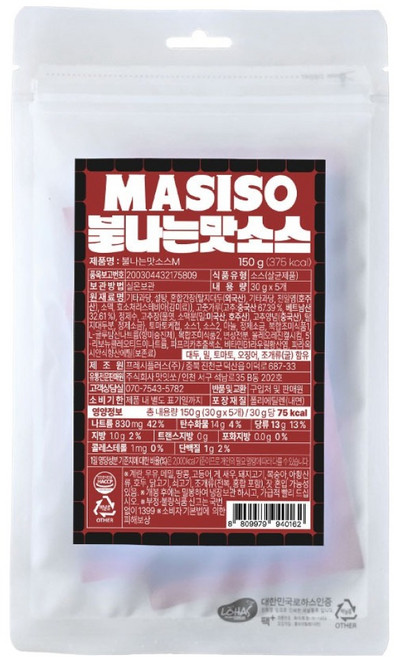 맛잇쏘 불나는맛 소스 5p, 150g, 1개