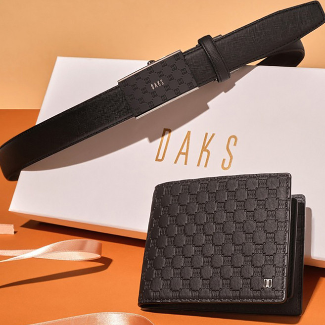 닥스 남성용 루이스 DD패턴 자동벨트 + 반지갑 세트 DBWA5E981BK