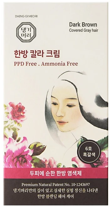 댕기머리 한방 염색약, 6호 흑갈색, 1개 - 쿠팡