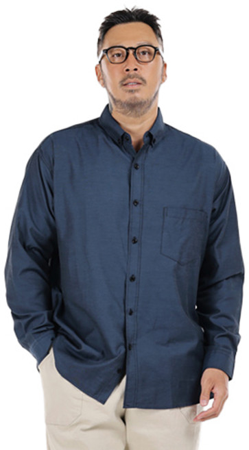 Big Easy 男款寬鬆版型鈕扣領Monogram口袋長袖襯衫