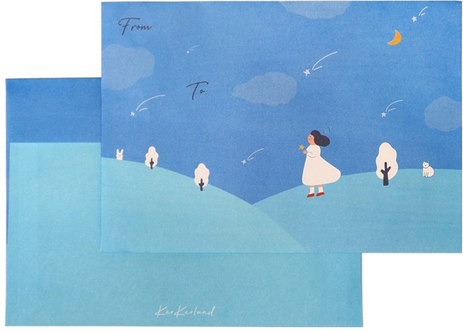 KerKerland 插畫信封袋, 6個裝, Sweet Night
