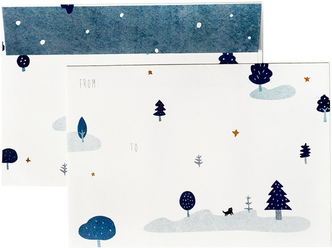 KerKerland 插畫信封袋, 6個裝, 冬日森林 白色