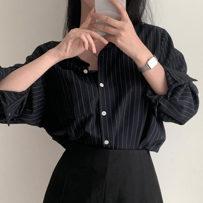 unheve 女款復古條紋襯衫