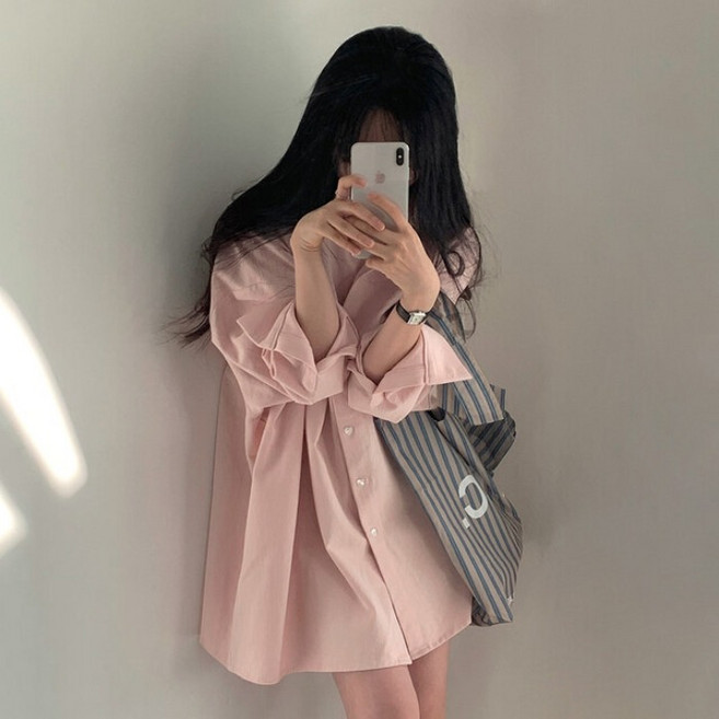 언헤브 여성용 오버핏 데일리 셔츠