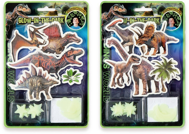 입체야광데코스티커 공룡 2종 세트, 혼합색상, 1세트