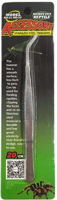 노모이펫 NZ-02 스테인레스 파충류 피딩 핀셋 곡형 20Cm, 은색, 1개