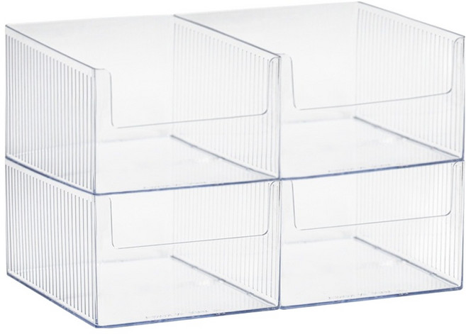 데일리블룸 주방 펜트리 수납 리빙박스 정리함, 투명, 4개