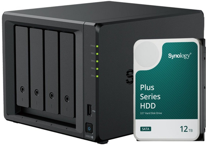 시놀로지 4베이 NAS DS925+ + 하드 HAT3310-12T 세트, DS925+(NAS), HAT3310-12T(하드)