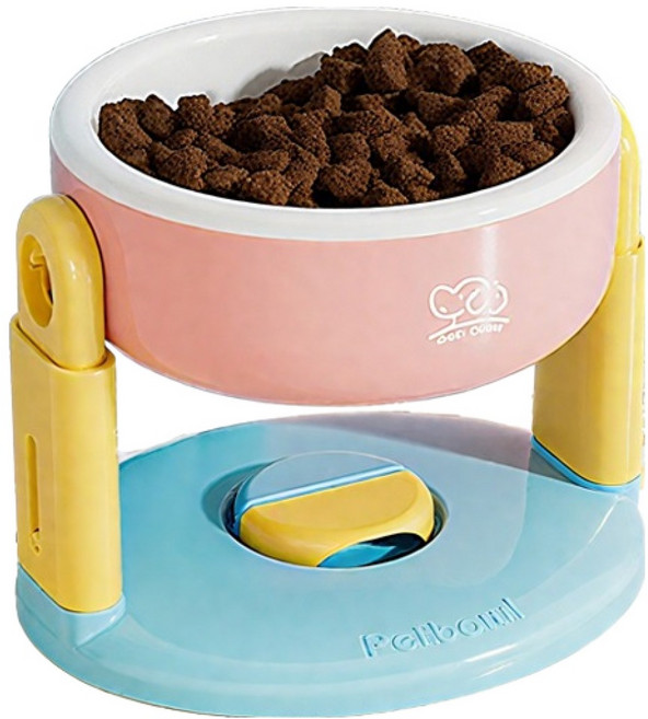 Bayler 吸盤升降可調節高腳寵物碗, 1個, 粉色