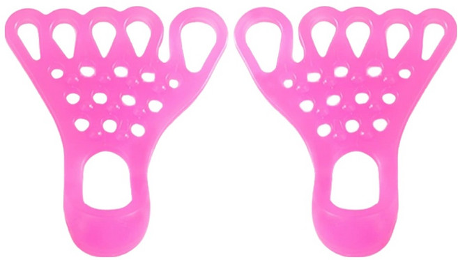 종아리 이완 발가락 스트레칭기 핑크 양발착용 세트, 1세트