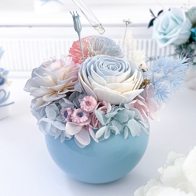 FLORAL M 玻利維亞天空之境香氛擴香花禮 附香氛油 5ml, 藍色, 1組