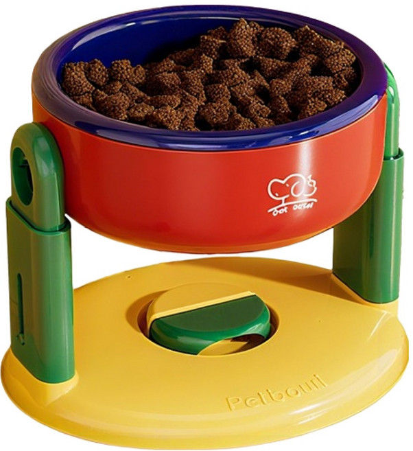 Bayler 吸盤升降可調節高腳寵物碗, 1個, 紅色 + 藍色