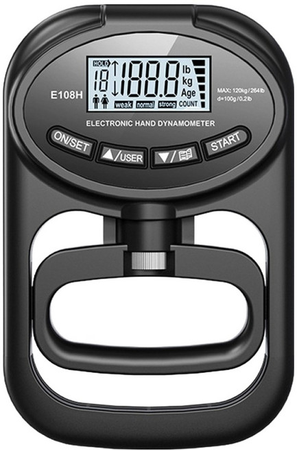 ANTIAN 家用電子計數握力器/測力計/健身鍛煉手腕握力圈/腕力器/握力體能測試儀, 黑色, 1個
