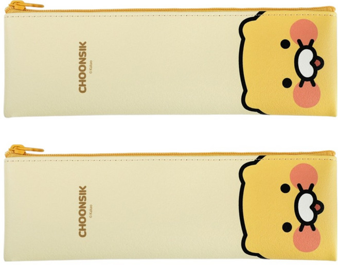 춘식이 미니 플랫 펜슬 케이스, 2개, 얼굴