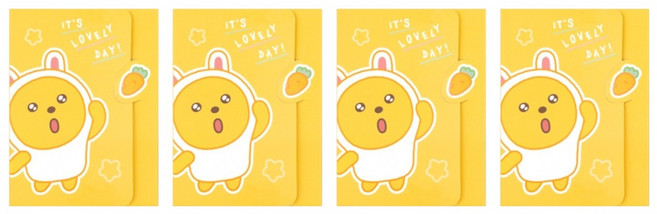 카카오프렌즈 리틀프렌즈 러블리 4단 점착 메모지, 리틀무지, 140매, 4개