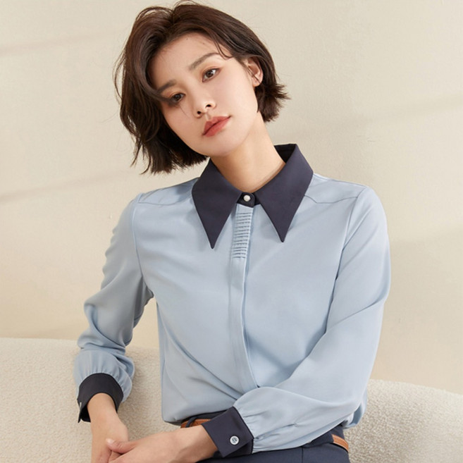 포플러앤씨 여성용 폰터 배색 카라 블라우스 P25FBL072820