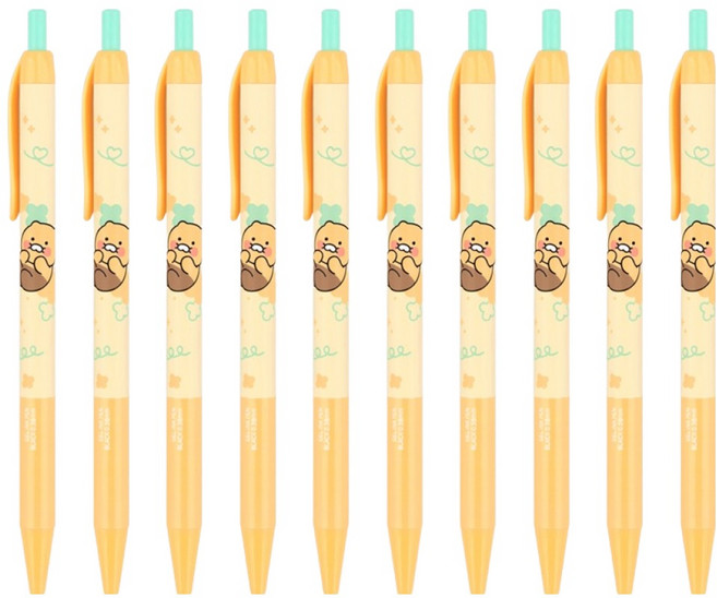 카카오프렌즈 노크식 볼펜 0.38mm, 10개, 춘식이