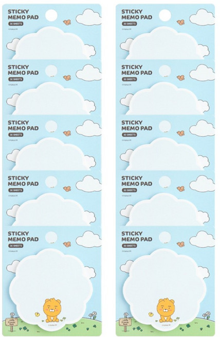 카카오프렌즈 리틀프렌즈 형태 점착 메모지, 리틀라이언, 30매, 10개
