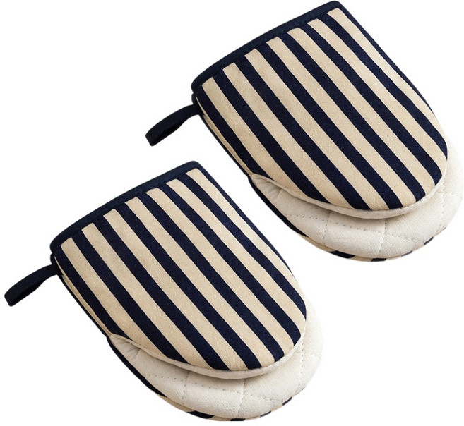 모노플리 스트라이프 주방 오븐 장갑 양손착용 세트, 스트라이프블루, 1세트