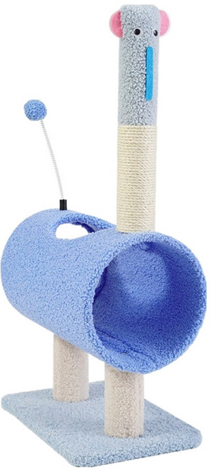 순잠 고양이 동물 시리즈 스크래처 일체형 미니 캣타워 33.5 x 23.5 x 70 cm, 블루, 1개