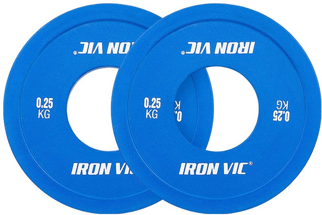 ironvic 低重量橡膠聚氨酯槓鈴片, 0.25kg, 2個, 藍色