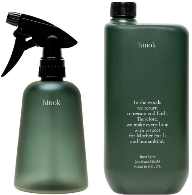 희녹 스페이스 스프레이 편백 주방 화장실 탈취 공병 + 리필팩 900ml, 1세트