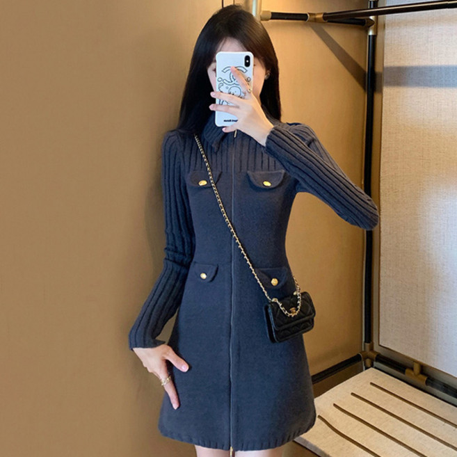 POPLARNC 女款Kerel針織連身裙 P25FOPS072827, 黑色