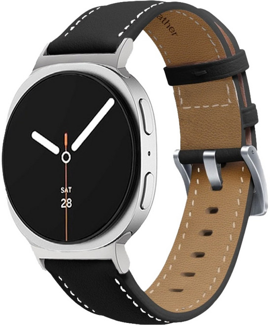 루아러블 갤럭시워치 프리미엄 가죽밴드 스트랩, 블랙, 1개