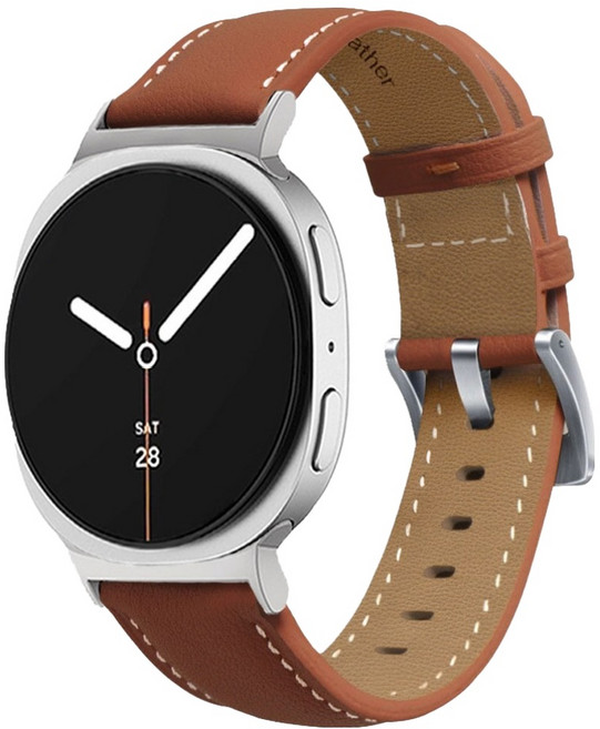루아러블 갤럭시워치 프리미엄 가죽밴드 스트랩, 브라운, 1개